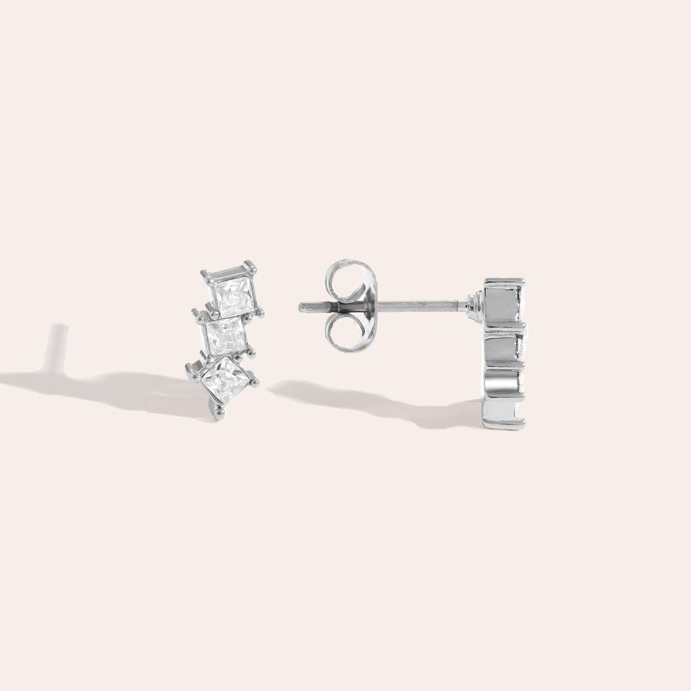 3 Vierkant Diamond Stud Knopjes