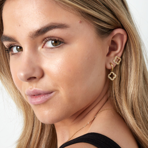 Sparkle Clover Stud Oorbellen