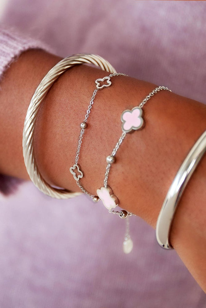 Open Klaver Armband Zilver