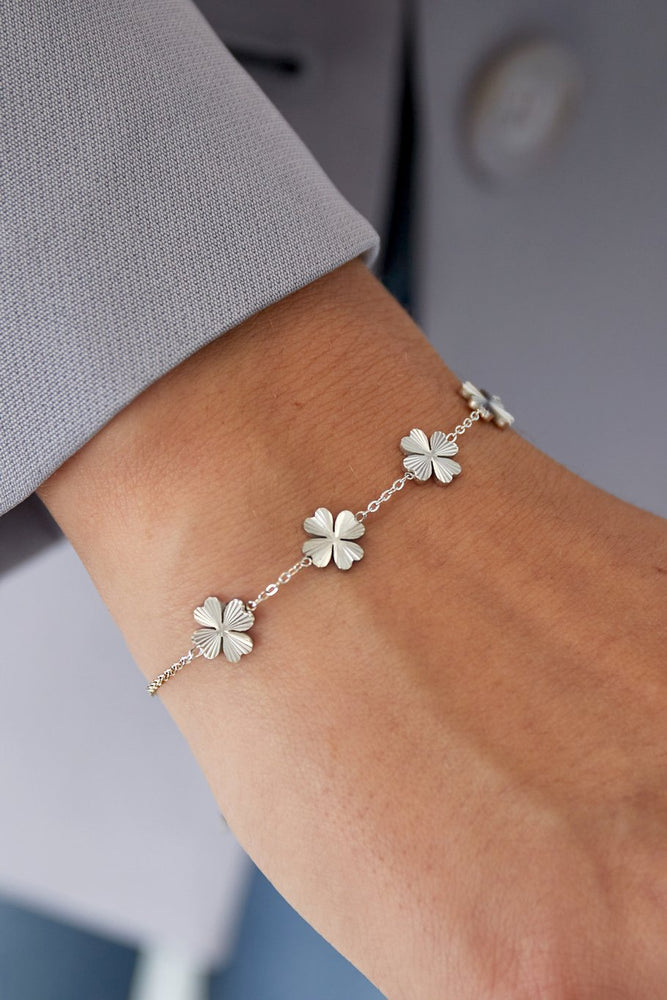 Klaver Bedel Armband Zilver