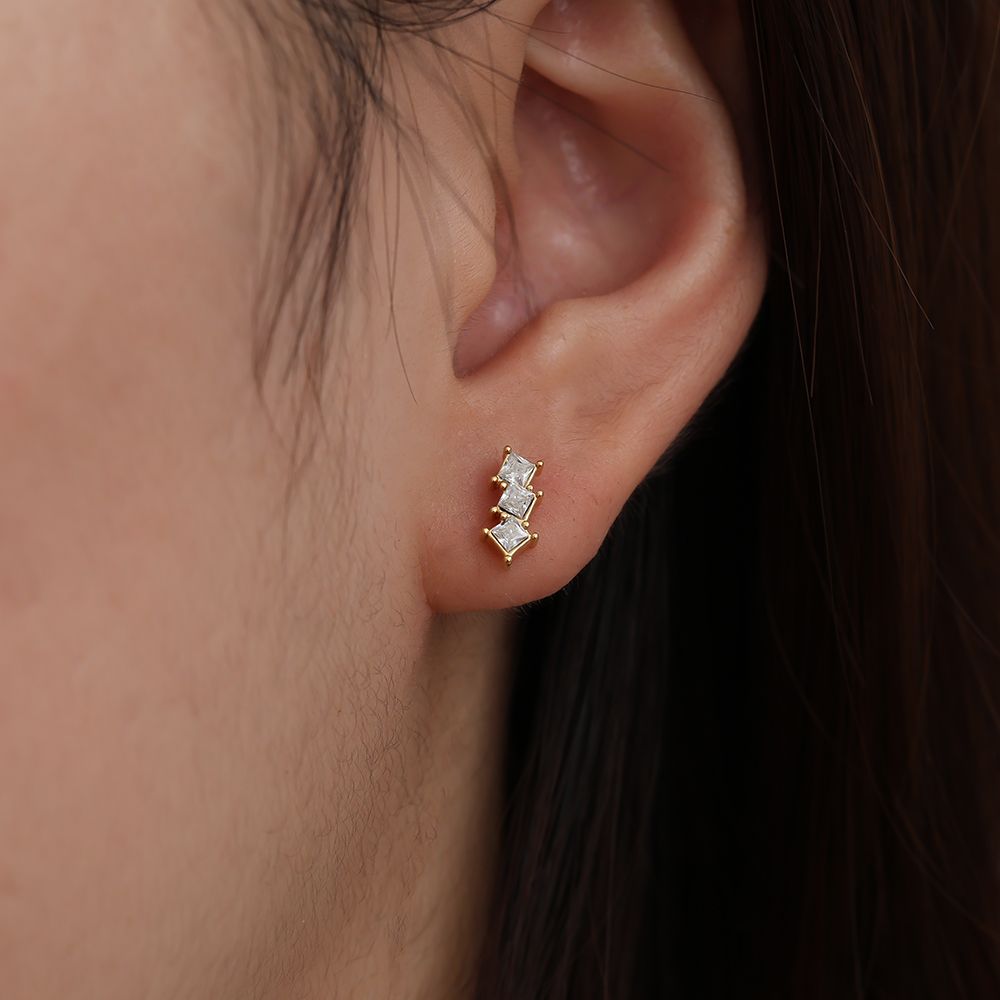 3 Vierkant Diamond Stud Knopjes