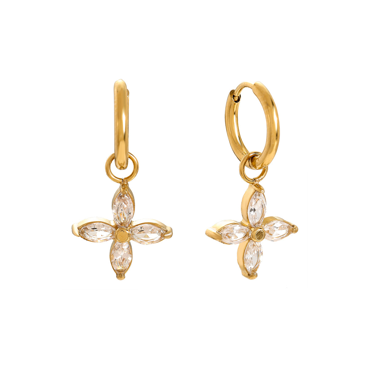 4 Diamond Bloem Oorbellen