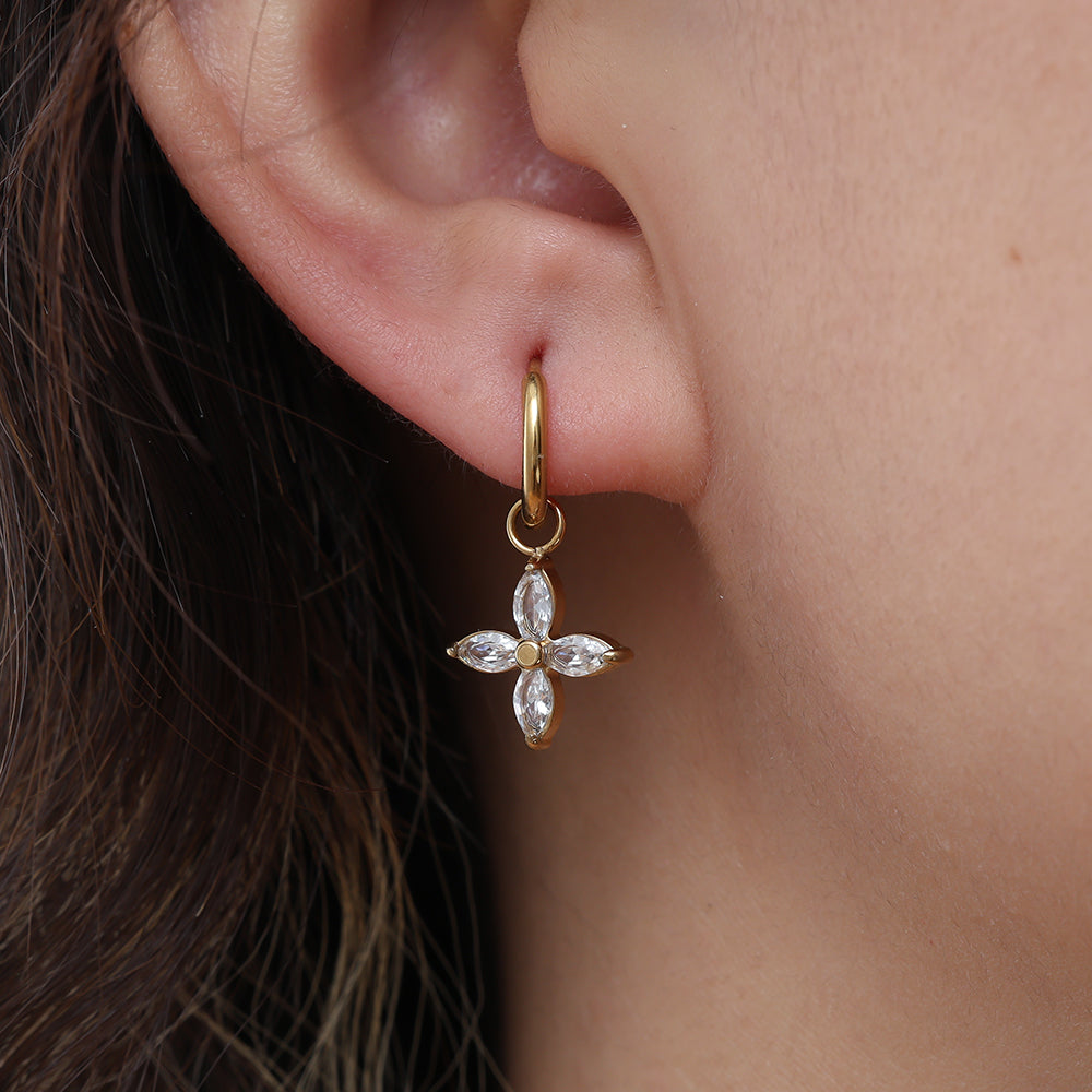 4 Diamond Bloem Oorbellen
