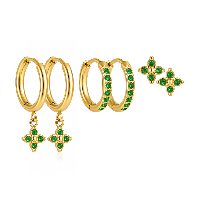 Summer Set Oorbellen Goud - Groen