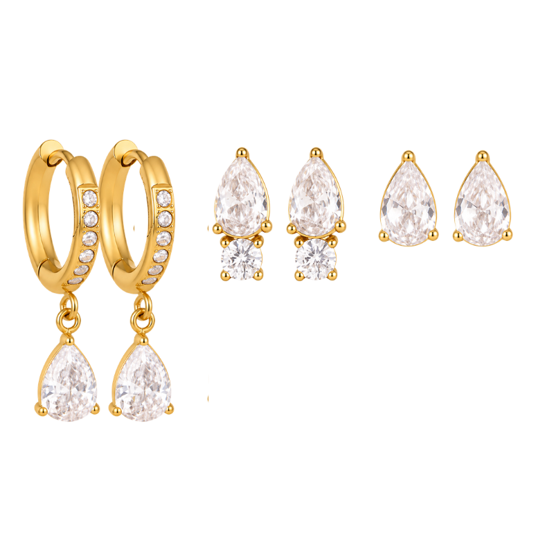 Full Spark Set Oorbellen Goud
