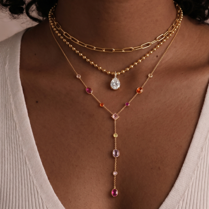 Yara Ketting Gekleurde Diamonds