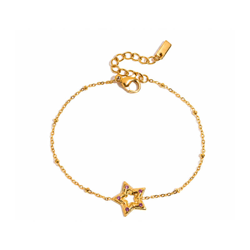 Ster Armband Met Roze Steentjes