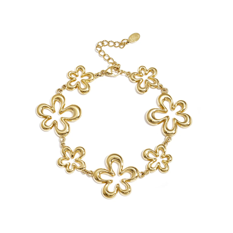 Open Bloemen Armband Goud