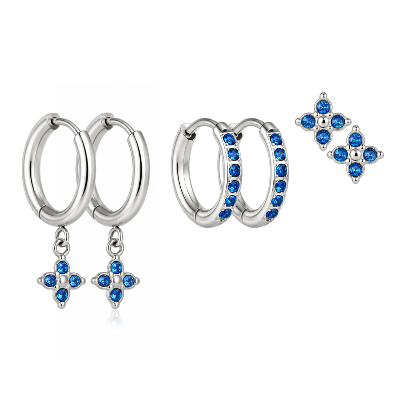 Summer Set Oorbellen Zilver - Blauw