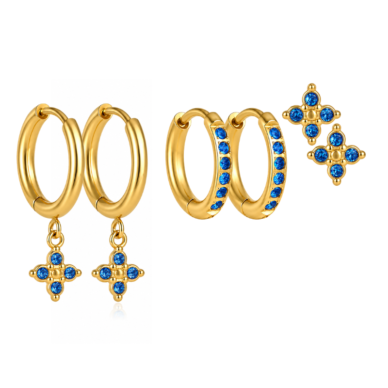 Summer Set Oorbellen Goud - Blauw