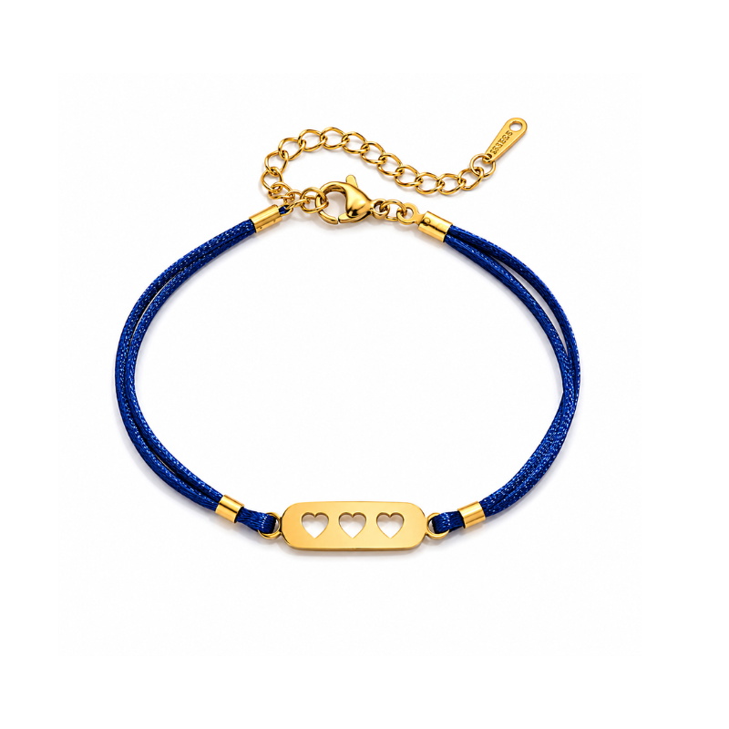 Hartjes Armband Satin Blauw