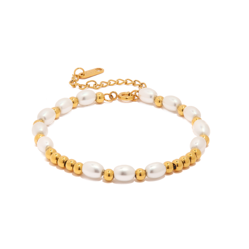 Bolletjes Armband Wit - Goud