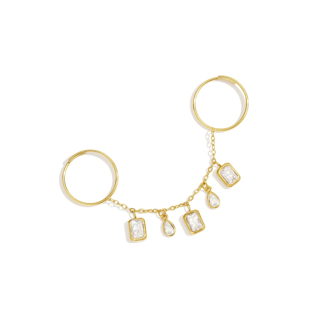 Ring Dubbel Rechthoek en Druppel Diamonds