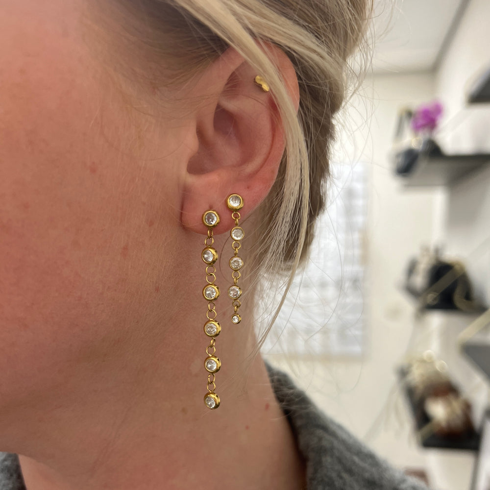 Ronde Diamond Oorbellen Lang